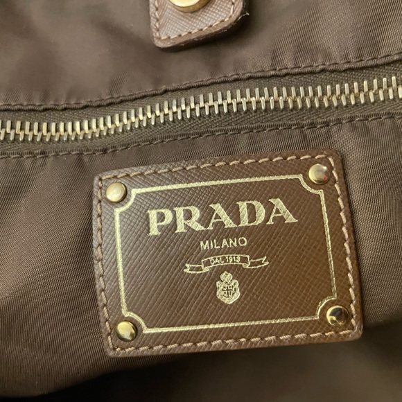 Prada Nylon Tote Saffiano Leather Tessuto Shoulder Tote Pre Loved Yellow - Picture 6 of 16